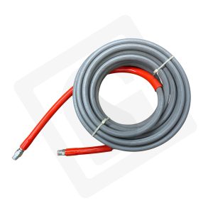 PRESSURE WASH HOSE – 2-WIRE GRAY, 50′ ROUGH SKIN, NON MARKING 6000 PSI 275 DEGREE 3/8" M X 3/8" M (QUICK CONNECTS NOT INCLUDED)
